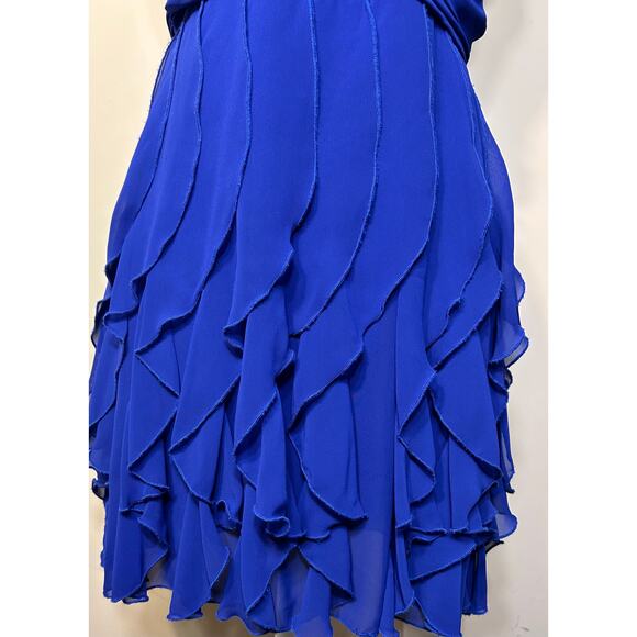 Windsor Royal Blue Flowy Ruffle Mini Dress-Size 13/14 - Picture 3 of 11